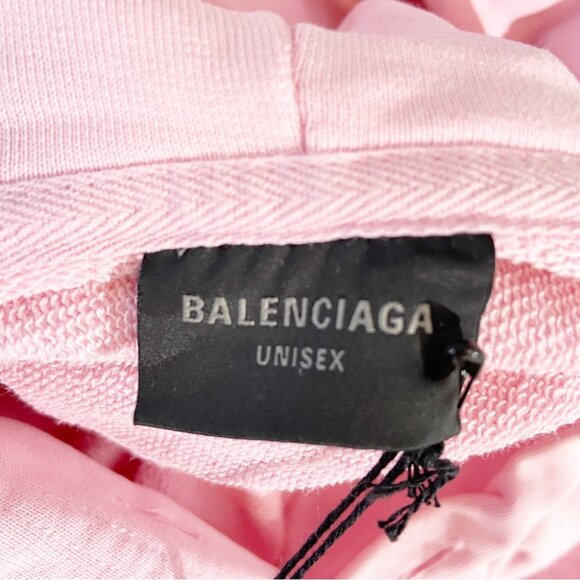 NWT Balenciaga logo-print cotton hoodie light pink - Picture 10 of 11